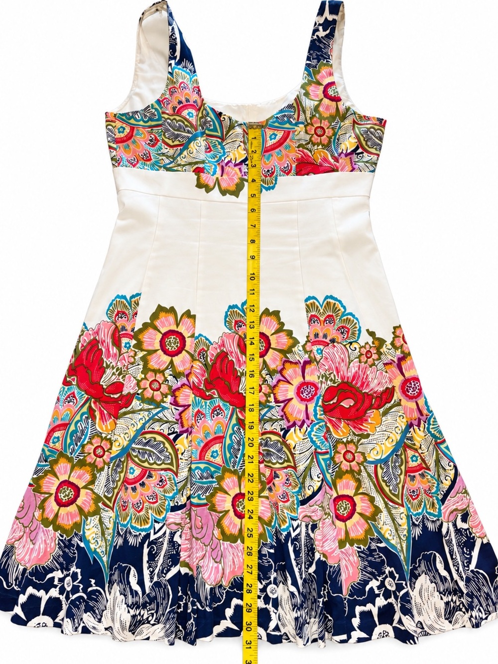 Nine West Floral Border Print Empire Waist Cotton Sundress 12 - Picture 8 of 11